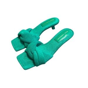 Good American Shoes Good American Terry Kickstand Mules Green- Size 8.5